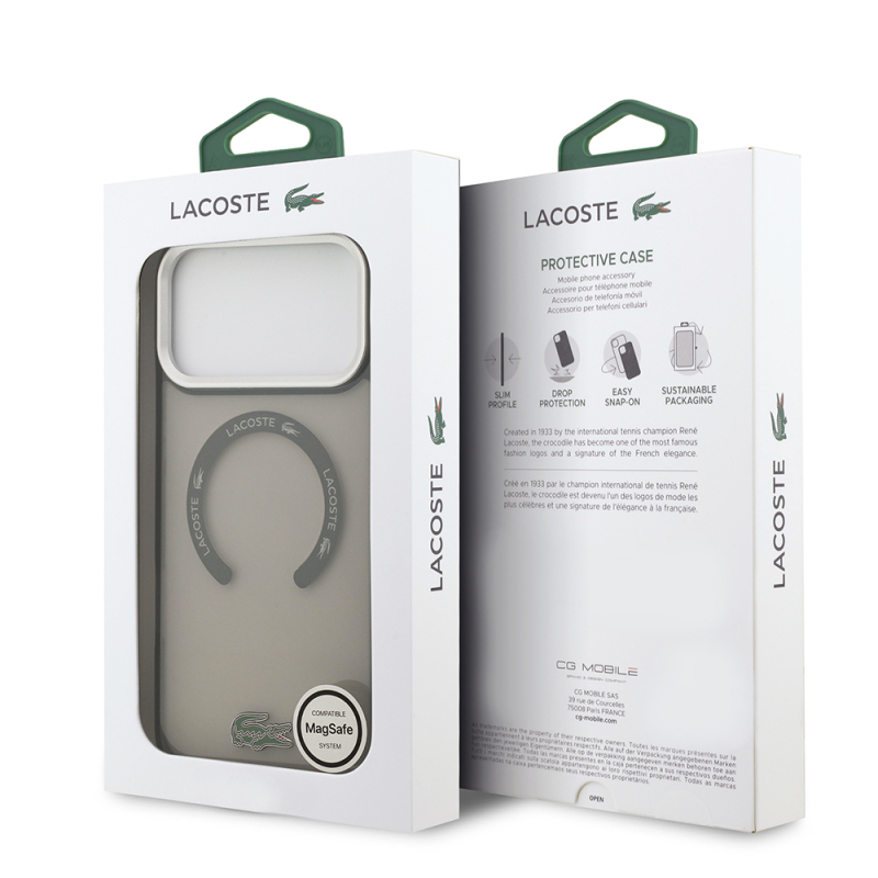 Apple iPhone 17 Pro Max Case Lacoste Original Licensed M-Safe Charging Feature Iconic Crocodile Logo Frosted Cover - 24