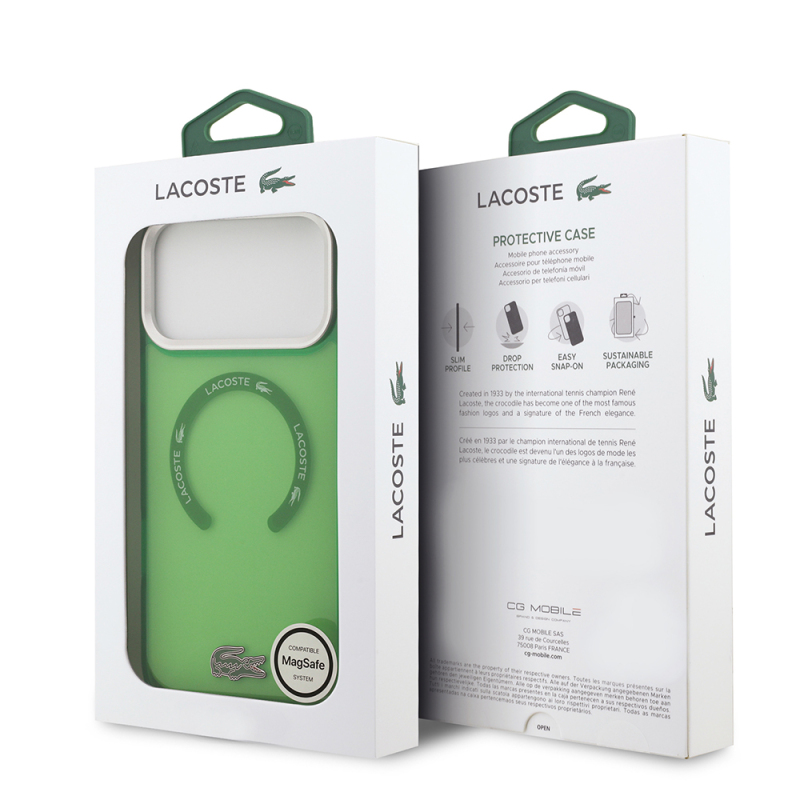 Apple iPhone 17 Pro Max Case Lacoste Original Licensed M-Safe Charging Feature Iconic Crocodile Logo Frosted Cover - 25