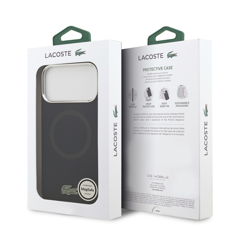 Apple iPhone 17 Pro Max Case Lacoste Original Licensed M-Safe Charging Feature Iconic Logo Metal Camera Frame Silicone Cover - 12