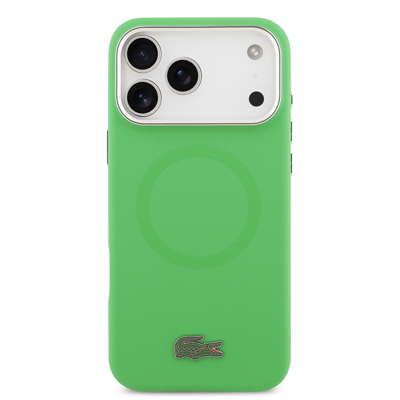 Apple iPhone 17 Pro Max Case Lacoste Original Licensed M-Safe Charging Feature Iconic Logo Metal Camera Frame Silicone Cover - 21