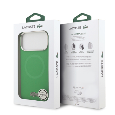 Apple iPhone 17 Pro Max Case Lacoste Original Licensed M-Safe Charging Feature Iconic Logo Metal Camera Frame Silicone Cover - 26