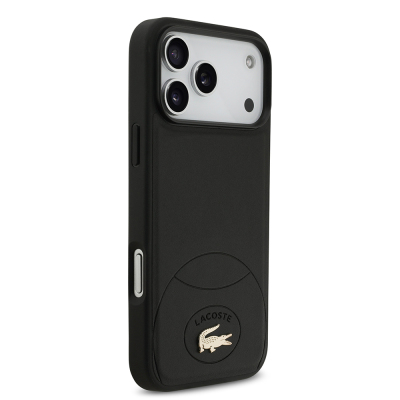 Apple iPhone 17 Pro Max Case Lacoste Original Licensed M-Safe Charging Feature PU Leather Design Metal Logo Cover - 5