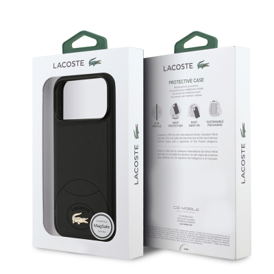 Apple iPhone 17 Pro Max Case Lacoste Original Licensed M-Safe Charging Feature PU Leather Design Metal Logo Cover - 9