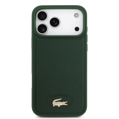 Apple iPhone 17 Pro Max Case Lacoste Original Licensed M-Safe Charging Feature PU Leather Design Metal Logo Cover - 12