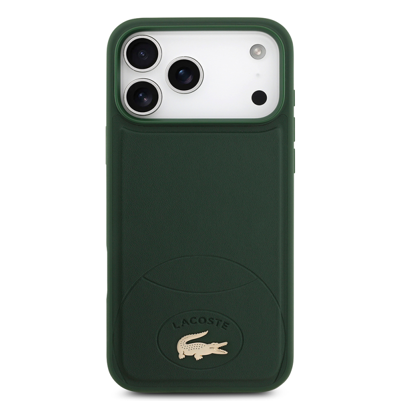Apple iPhone 17 Pro Max Case Lacoste Original Licensed M-Safe Charging Feature PU Leather Design Metal Logo Cover - 12