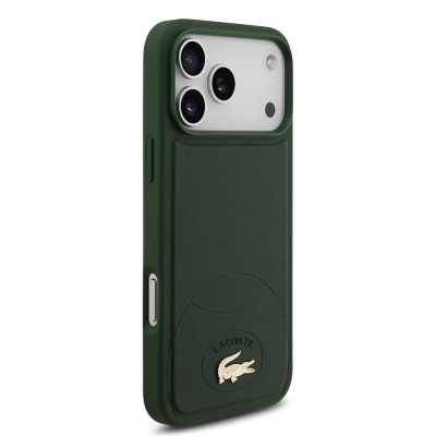 Apple iPhone 17 Pro Max Case Lacoste Original Licensed M-Safe Charging Feature PU Leather Design Metal Logo Cover - 13