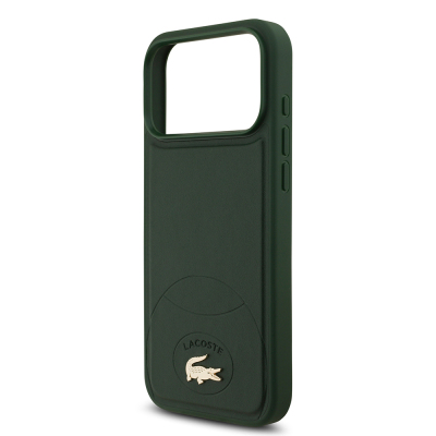 Apple iPhone 17 Pro Max Case Lacoste Original Licensed M-Safe Charging Feature PU Leather Design Metal Logo Cover - 15