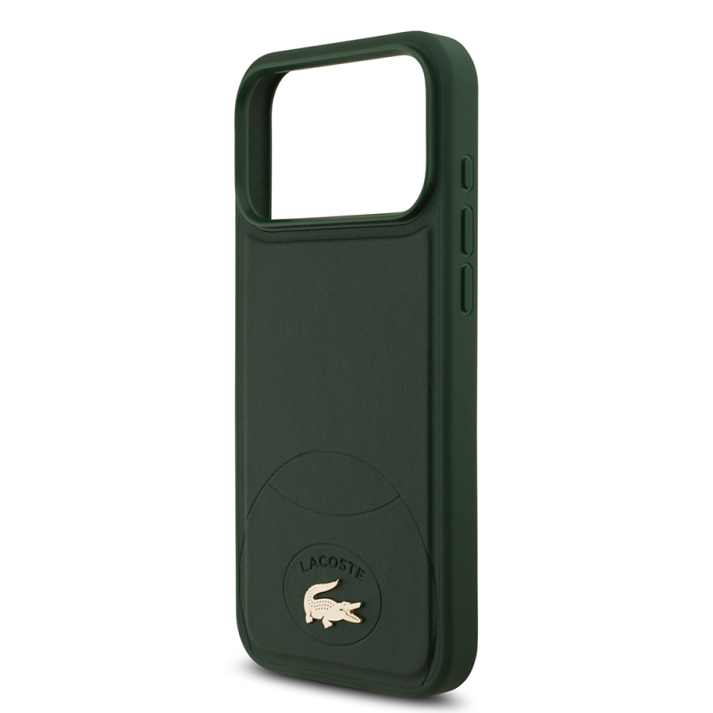 Apple iPhone 17 Pro Max Case Lacoste Original Licensed M-Safe Charging Feature PU Leather Design Metal Logo Cover - 15