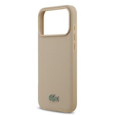 Apple iPhone 17 Pro Max Case Lacoste Original Licensed M-Safe Charging Feature PU Pique Pattern Metal Logo Card Holder Cover - 36