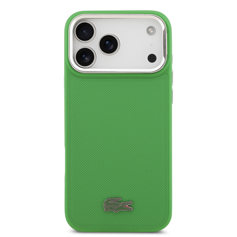 Apple iPhone 17 Pro Max Case Lacoste Original Licensed M-safe Charging Feature PU Pique Pattern Stand Metal Logo Cover - 14