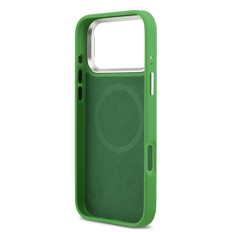 Apple iPhone 17 Pro Max Case Lacoste Original Licensed M-safe Charging Feature PU Pique Pattern Stand Metal Logo Cover - 18