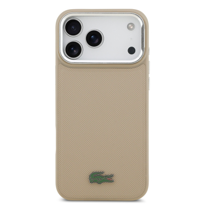 Apple iPhone 17 Pro Max Case Lacoste Original Licensed M-safe Charging Feature PU Pique Pattern Stand Metal Logo Cover - 28