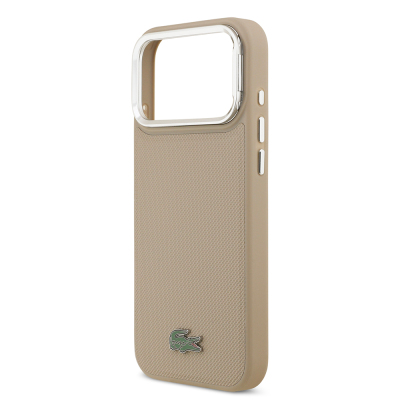 Apple iPhone 17 Pro Max Case Lacoste Original Licensed M-safe Charging Feature PU Pique Pattern Stand Metal Logo Cover - 31