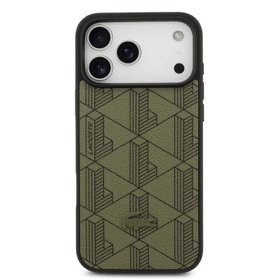 Apple iPhone 17 Pro Max Case Lacoste Original Licensed M-Safe Charging Function PU Leather Design Card Holder Mixed Monogram Pattern Cover - 4