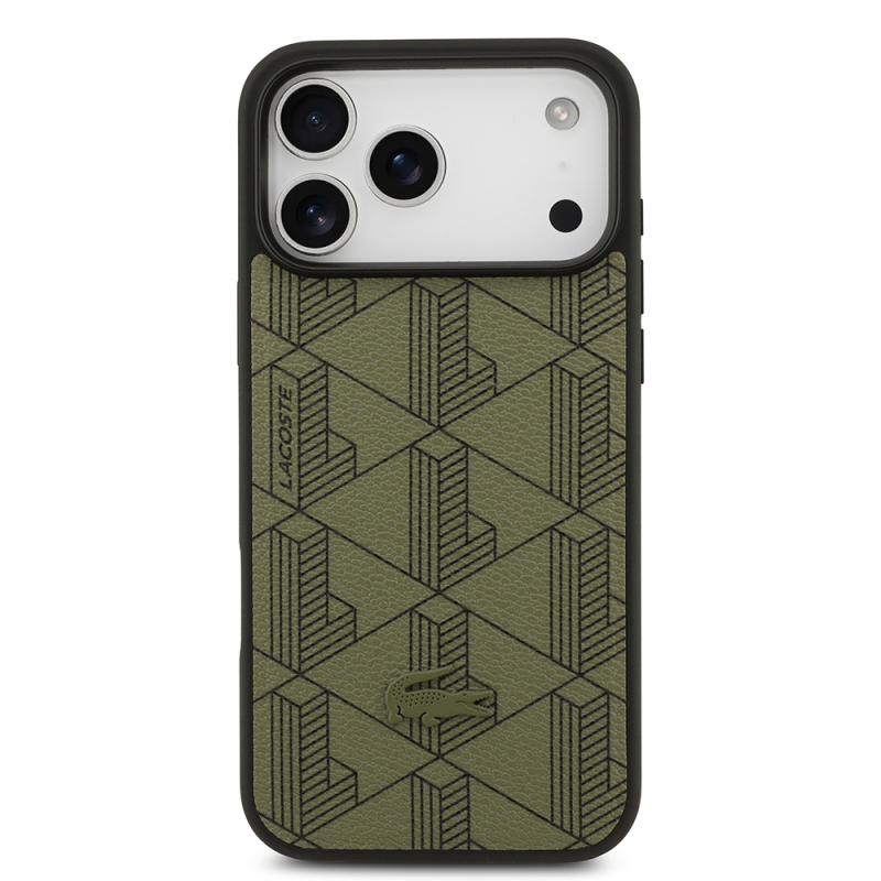 Apple iPhone 17 Pro Max Case Lacoste Original Licensed M-Safe Charging Function PU Leather Design Card Holder Mixed Monogram Pattern Cover - 4