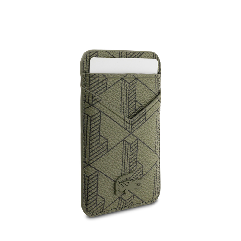 Apple iPhone 17 Pro Max Case Lacoste Original Licensed M-Safe Charging Function PU Leather Design Card Holder Mixed Monogram Pattern Cover - 11