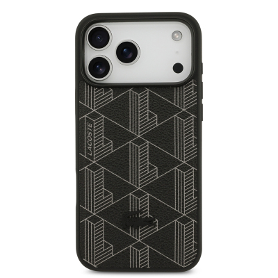 Apple iPhone 17 Pro Max Case Lacoste Original Licensed M-Safe Charging Function PU Leather Design Card Holder Mixed Monogram Pattern Cover - 13