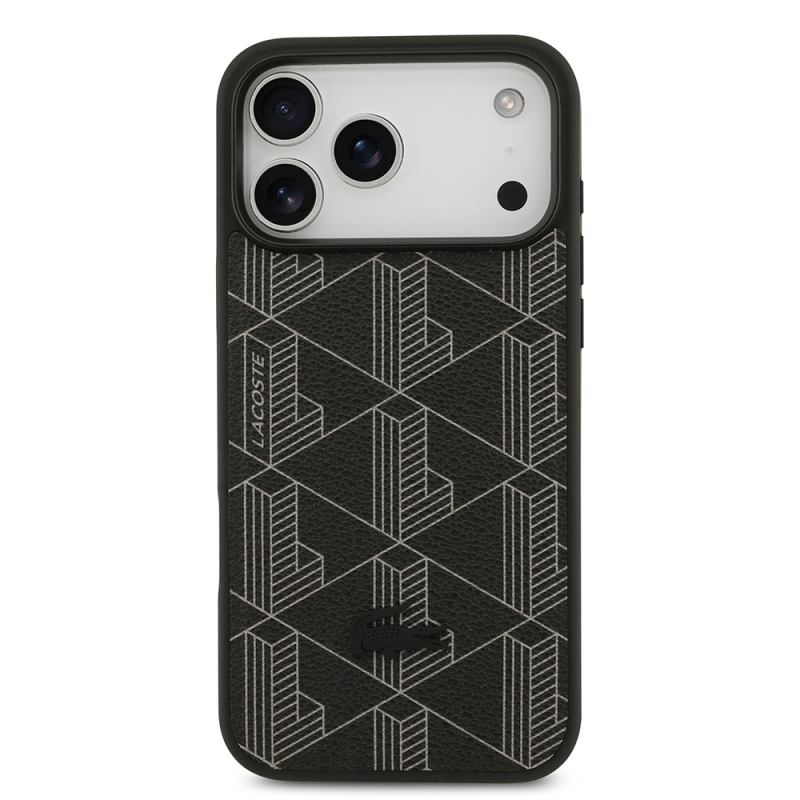 Apple iPhone 17 Pro Max Case Lacoste Original Licensed M-Safe Charging Function PU Leather Design Card Holder Mixed Monogram Pattern Cover - 13