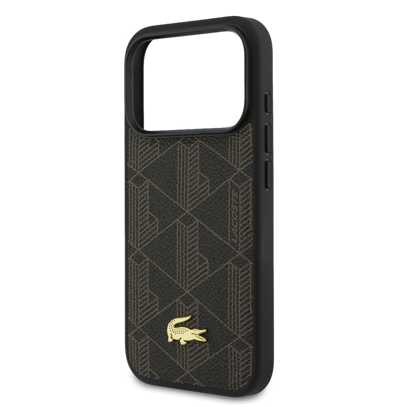 Apple iPhone 17 Pro Max Case Lacoste Original Licensed M-Safe Charging Function PU Leather Design Card Holder Mixed Monogram Pattern Cover - 28