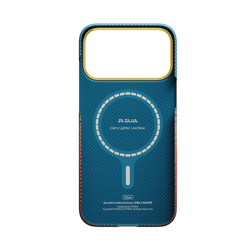 Apple iPhone 17 Pro Max Case M-safe Charging Enabled Aramid Fiber Pitaka Sunset 2.0 California Dream Series Cover - 12