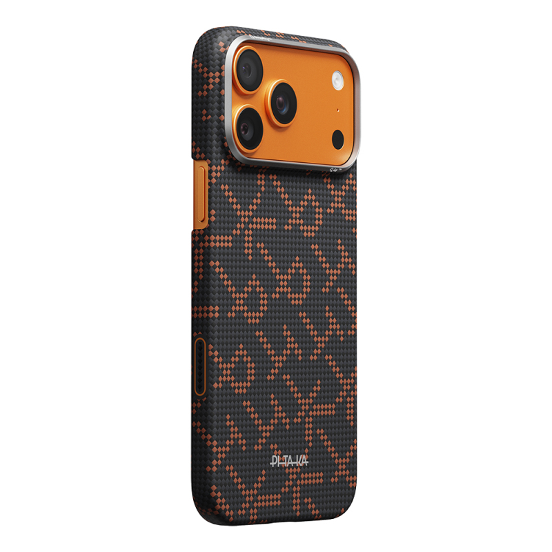 Apple iPhone 17 Pro Max Case M-safe Charging Enabled Aramid Fiber Pitaka Tactile Woven Monogram Series Cover - 9