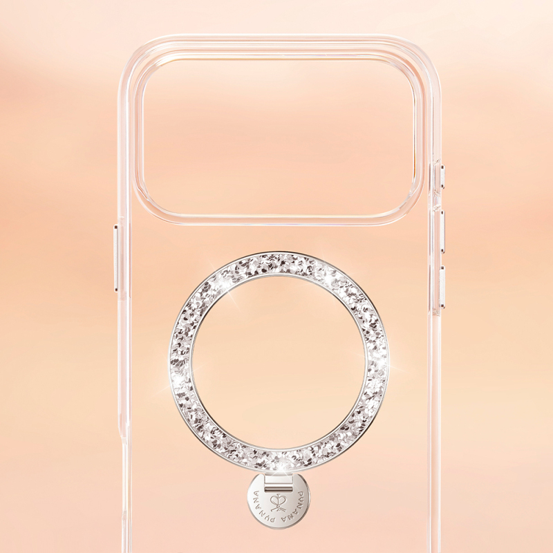 Apple iPhone 17 Pro Max Case M-safe Charging Enabled Glitter Stand Pynana Dancing Circle Trendy Series Cover - 10