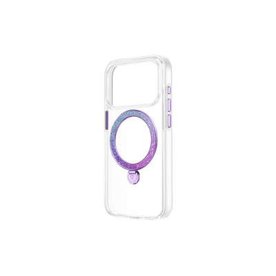 Apple iPhone 17 Pro Max Case M-safe Charging Enabled Glitter Stand Pynana Dancing Circle Trendy Series Cover - 6