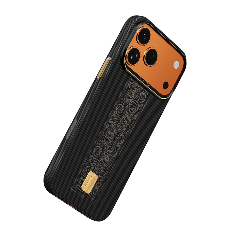 Apple iPhone 17 Pro Max Case M-safe Charging Enabled Raptic Aramid Skin Rise Series 24K Gold Plated Cover - 2