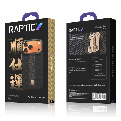 Apple iPhone 17 Pro Max Case M-safe Charging Enabled Raptic Aramid Skin Rise Series 24K Gold Plated Cover - 8