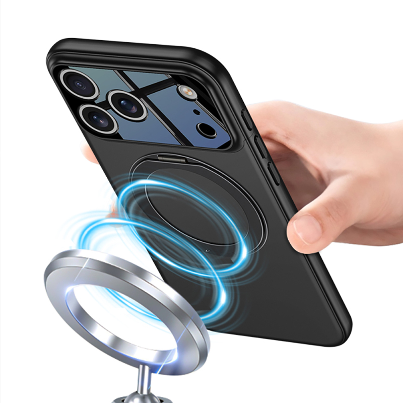 Apple iPhone 17 Pro Max Case M-safe Charging Feature 360 Degree Stand Double-Piece Zore Torino Cover - 7