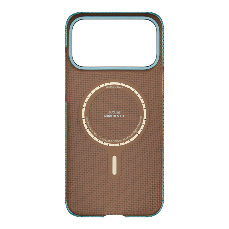 Apple iPhone 17 Pro Max Case M-safe Charging Feature Aramid Fiber Pitaka Glints of Gold Ultra Slim Series Cover - 6