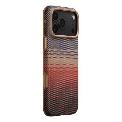 Apple iPhone 17 Pro Max Case M-safe Charging Feature Aramid Fiber Pitaka Military-Grade Sunset-Moonrise Series Sunset Cover - 3