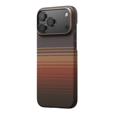 Apple iPhone 17 Pro Max Case M-safe Charging Feature Aramid Fiber Pitaka Tactile Woven Sunset-Moonrise Series Sunset Cover - 11