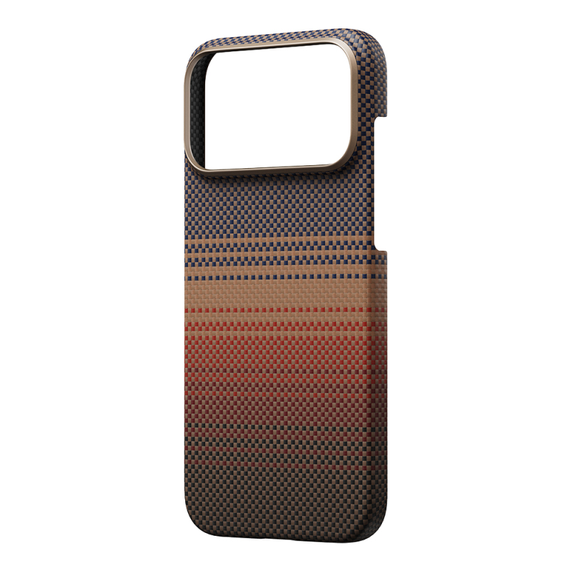 Apple iPhone 17 Pro Max Case M-safe Charging Feature Aramid Fiber Pitaka Tactile Woven Sunset-Moonrise Series Sunset Cover - 12