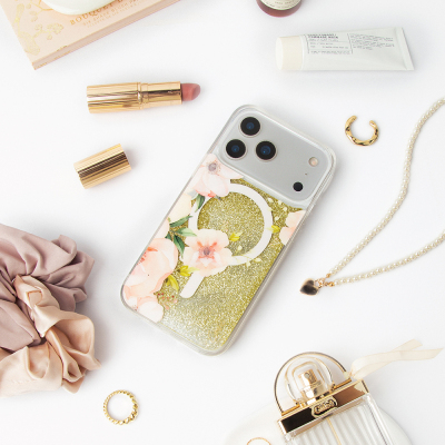 Apple iPhone 17 Pro Max Case M-safe Charging Feature Floral Patterned Glittery Back Surface Coehl Fleurette Cover - 4