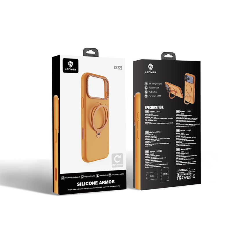 Apple iPhone 17 Pro Max Case M-safe Charging Feature Metal Stand Liquid Silicone Lenses CK223 Cover - 12