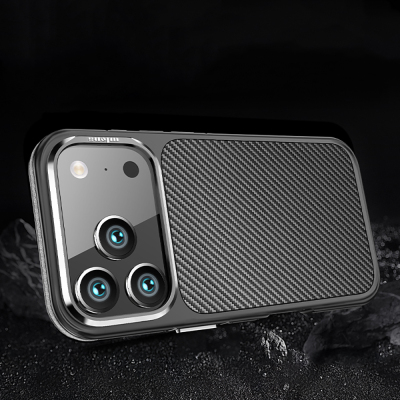 Apple iPhone 17 Pro Max Case Matte Transparent Carbon Fiber Look Wlons Marine Cover - 16