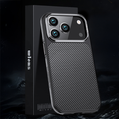 Apple iPhone 17 Pro Max Case Matte Transparent Carbon Fiber Look Wlons Marine Cover - 17