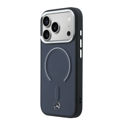 Apple iPhone 17 Pro Max Case – Mercedes-Benz Officially Licensed – Embossed Leather Cover with Metal Star Logo and MagSafe Charging Support - 2