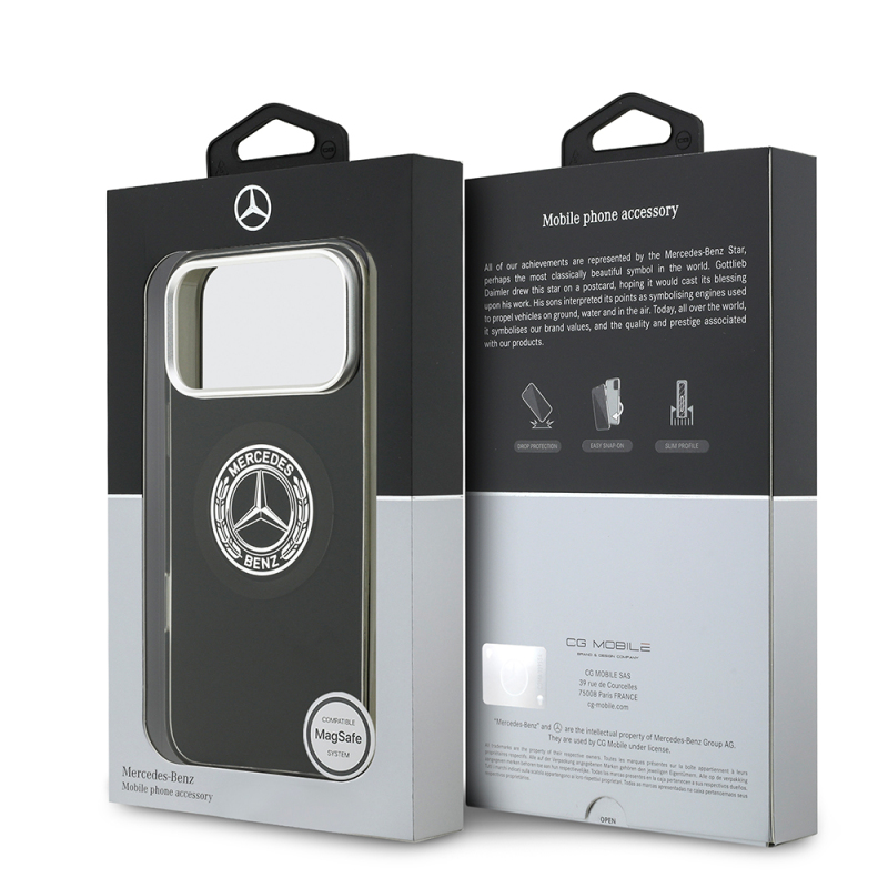 Apple iPhone 17 Pro Max Case Mercedes Benz Original Licensed M-Safe Charging Feature Dual Layer PC Nostalgic Star Design Cover - 31