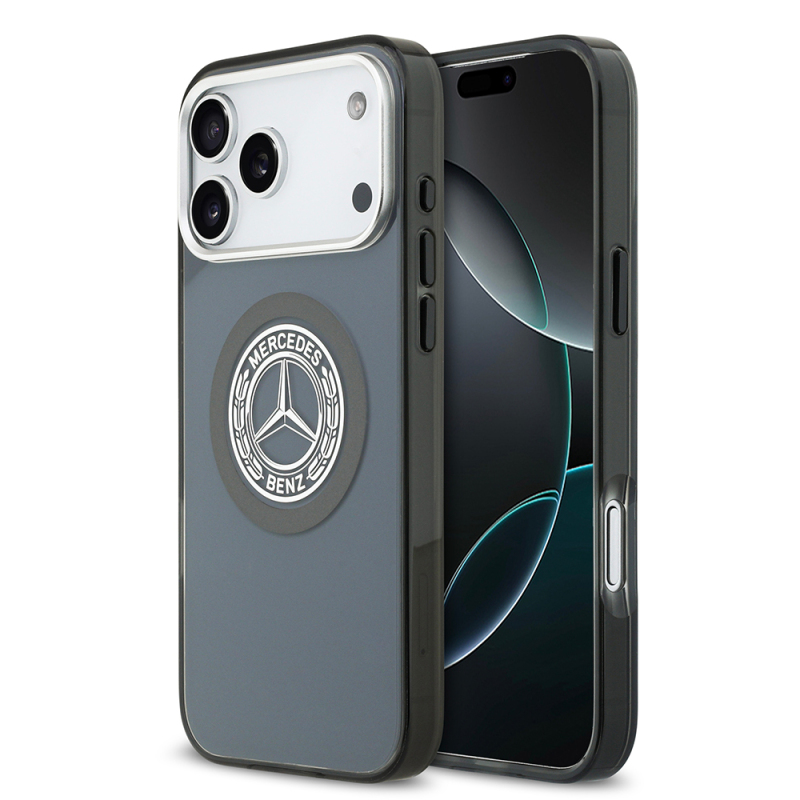 Apple iPhone 17 Pro Max Case Mercedes Benz Original Licensed M-Safe Charging Feature Dual Layer PC Nostalgic Star Design Cover - 5