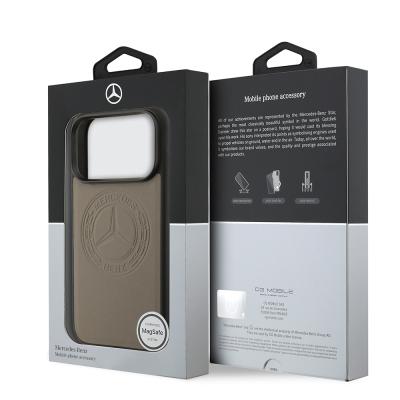 Apple iPhone 17 Pro Max Case Mercedes Benz Original Licensed M-Safe Charging Feature Genuine Leather Nostalgic Star Design Cover - 17