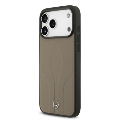 Apple iPhone 17 Pro Max Case Mercedes Benz Original Licensed M-Safe Charging Feature Textured Patterned Leather Cover - 11