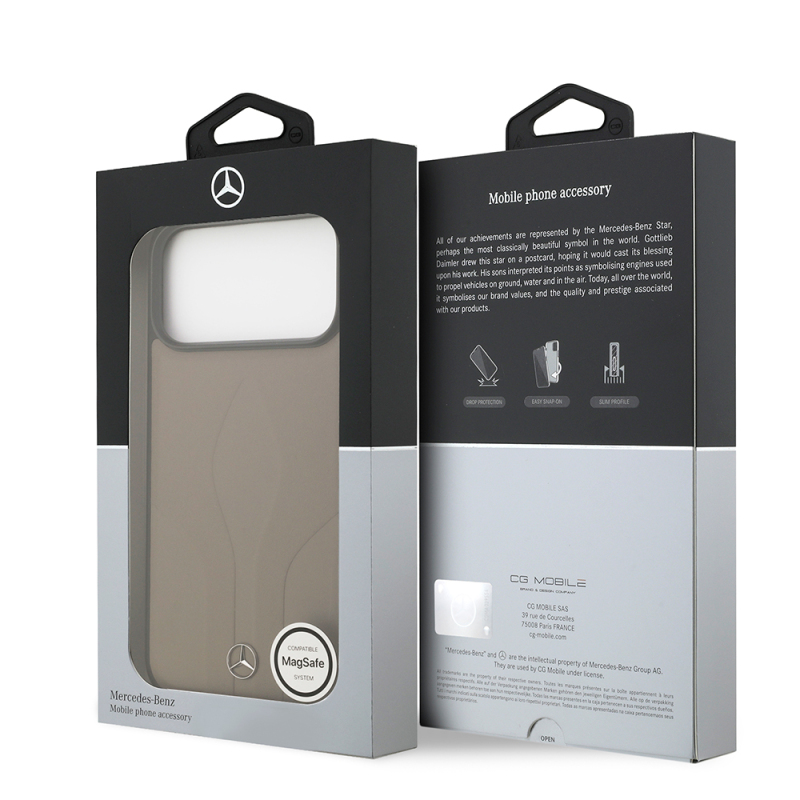 Apple iPhone 17 Pro Max Case Mercedes Benz Original Licensed M-Safe Charging Feature Textured Patterned Leather Cover - 17