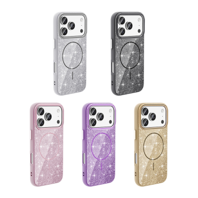 Apple iPhone 17 Pro Max Case Shining Glitter Zore Okso Cover M-safe Charging Feature - 17