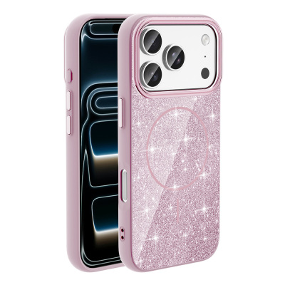 Apple iPhone 17 Pro Max Case Shining Glitter Zore Okso Cover M-safe Charging Feature - 6