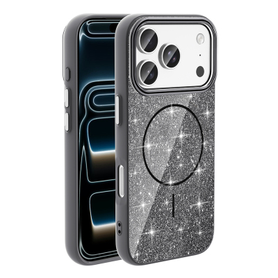 Apple iPhone 17 Pro Max Case Shining Glitter Zore Okso Cover M-safe Charging Feature - 4