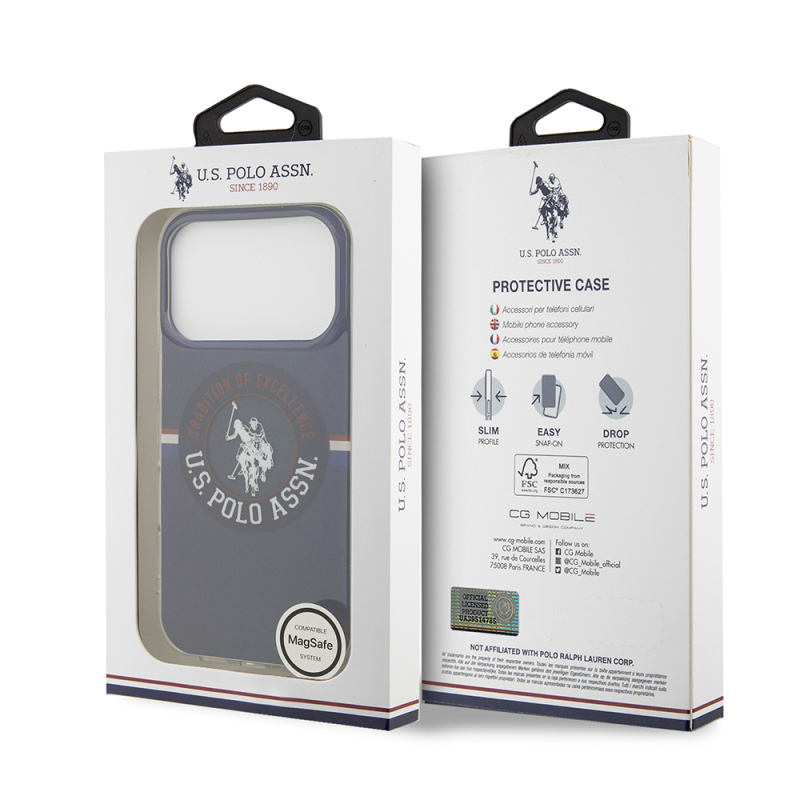 Apple iPhone 17 Pro Max Case U.S. Polo Assn. Original Licensed M-Safe Charging Feature IML Stripe Logo Cover - 6