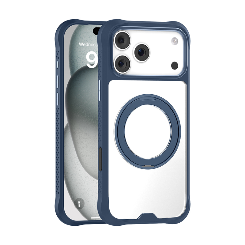 Apple iPhone 17 Pro Max Case with M-safe Charging Finger Ring Stand Airbag Design Mutural Obsidian Series Cover - 1