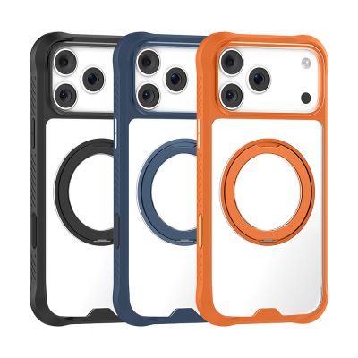 Apple iPhone 17 Pro Max Case with M-safe Charging Finger Ring Stand Airbag Design Mutural Obsidian Series Cover - 11